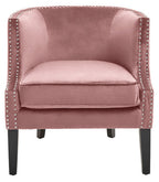 Pink Velvet Chair with Button Tufting