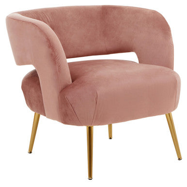 Curved Pink Velvet Accent Chair