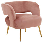 Curved Pink Velvet Accent Chair