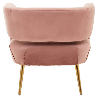 Curved Pink Velvet Accent Chair