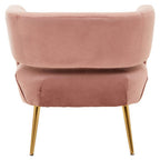 Curved Pink Velvet Accent Chair
