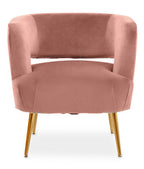 Curved Pink Velvet Accent Chair