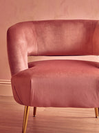 Curved Pink Velvet Accent Chair