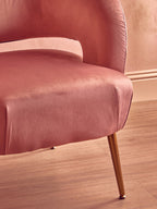 Curved Pink Velvet Accent Chair
