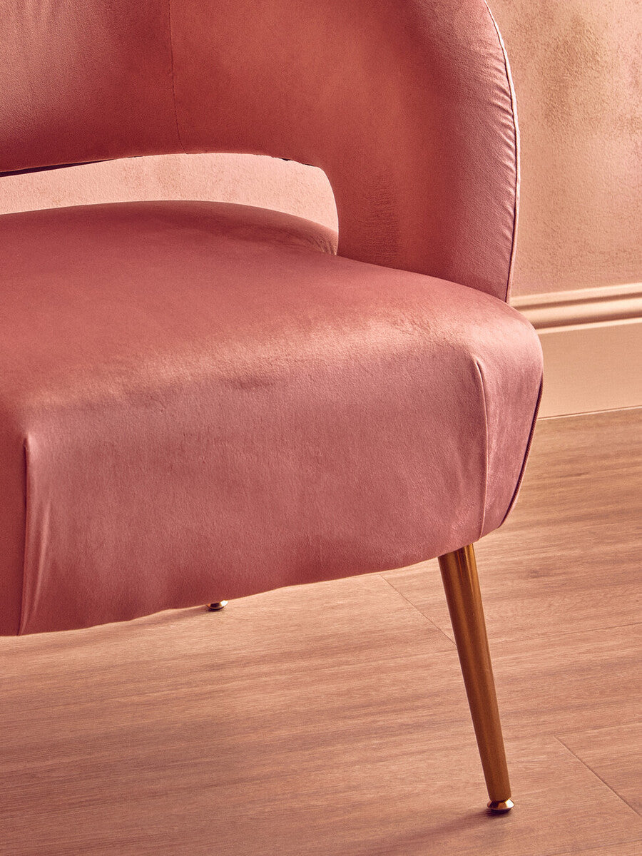 Curved Pink Velvet Accent Chair