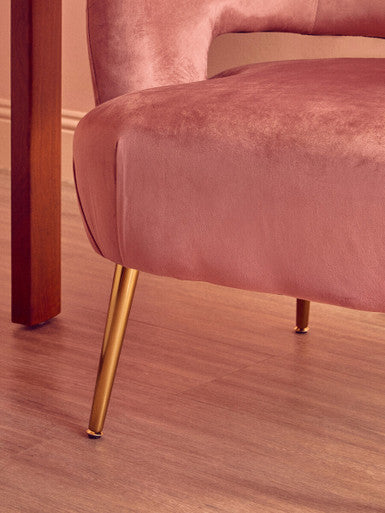 Curved Pink Velvet Accent Chair