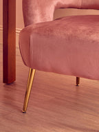 Curved Pink Velvet Accent Chair