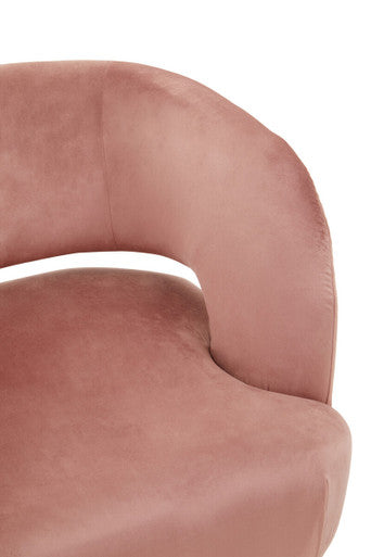 Curved Pink Velvet Accent Chair