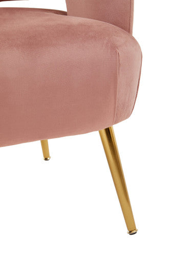 Curved Pink Velvet Accent Chair
