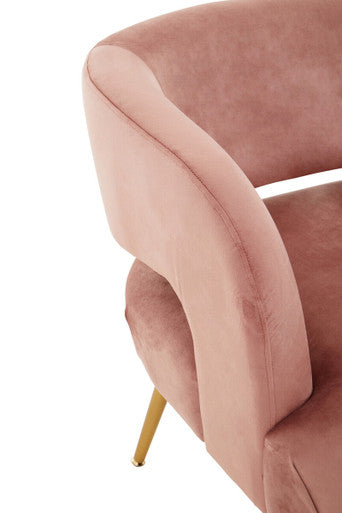 Curved Pink Velvet Accent Chair