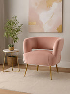 Curved Pink Velvet Accent Chair
