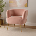 Curved Pink Velvet Accent Chair