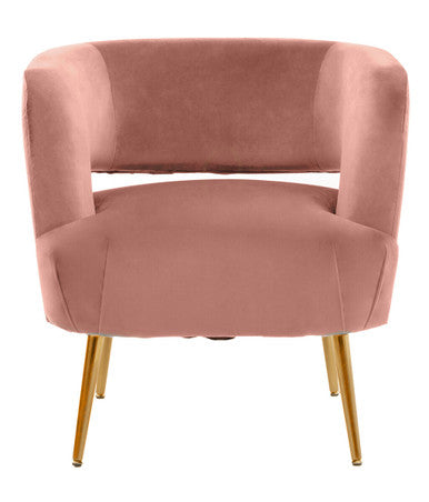 Curved Pink Velvet Accent Chair
