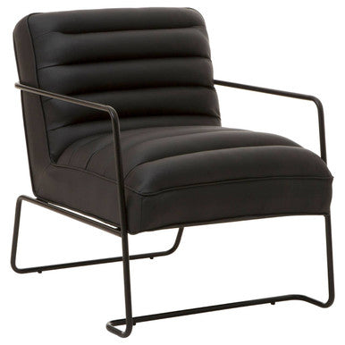 Black Leather Effect Chair with Black Metal Frame