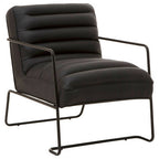 Black Leather Effect Chair with Black Metal Frame