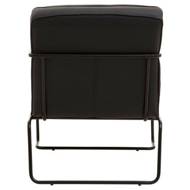 Black Leather Effect Chair with Black Metal Frame