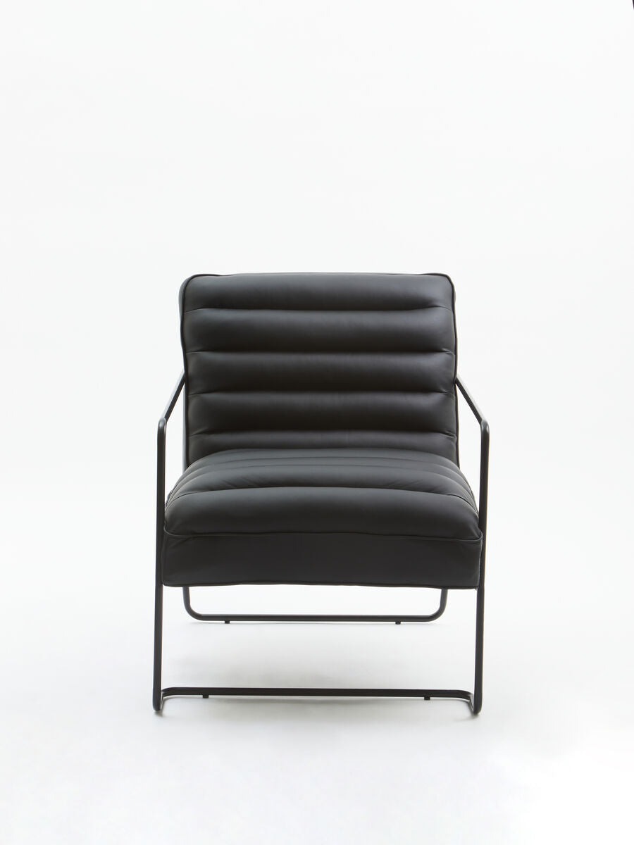 Black Leather Effect Chair with Black Metal Frame