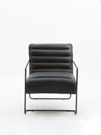 Black Leather Effect Chair with Black Metal Frame