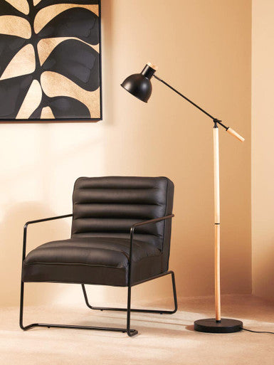 Black Leather Effect Chair with Black Metal Frame