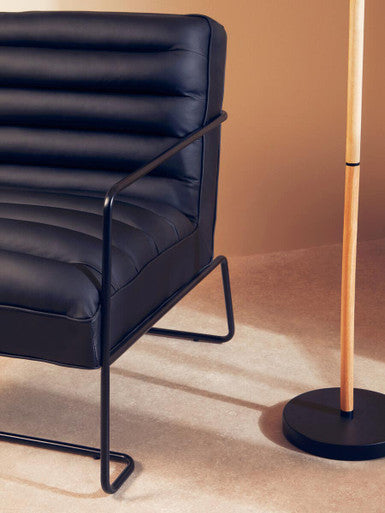 Black Leather Effect Chair with Black Metal Frame