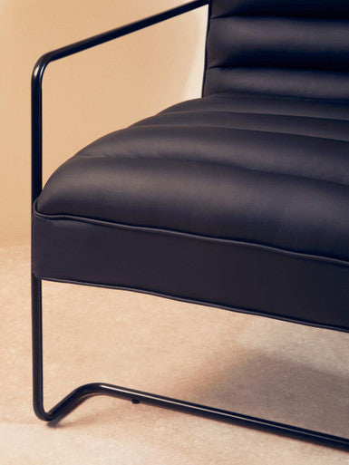 Black Leather Effect Chair with Black Metal Frame