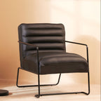 Black Leather Effect Chair with Black Metal Frame