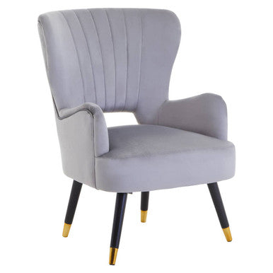 Grey Velvet Chair with Cut Out Back