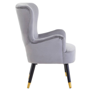 Grey Velvet Chair with Cut Out Back