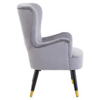 Grey Velvet Chair with Cut Out Back