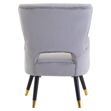 Grey Velvet Chair with Cut Out Back