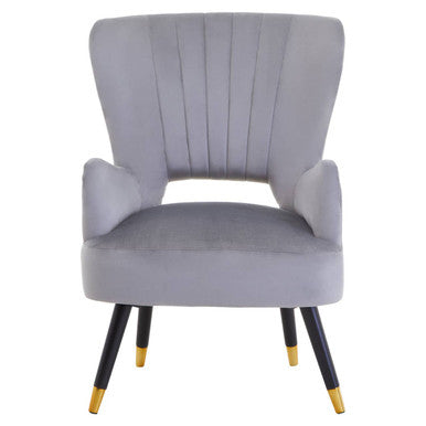 Grey Velvet Chair with Cut Out Back