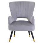 Grey Velvet Chair with Cut Out Back