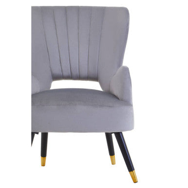 Grey Velvet Chair with Cut Out Back
