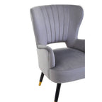 Grey Velvet Chair with Cut Out Back