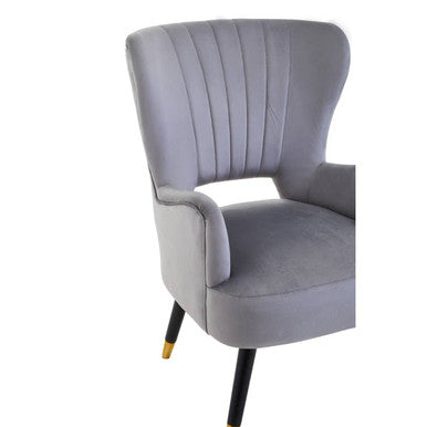 Grey Velvet Chair with Cut Out Back