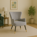 Grey Velvet Chair with Cut Out Back