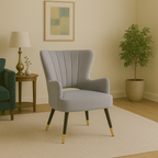 Grey Velvet Chair with Cut Out Back
