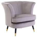 Mink Velvet Accent Chair with Scalloped Back