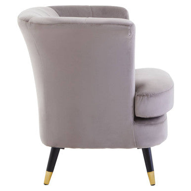 Mink Velvet Accent Chair with Scalloped Back