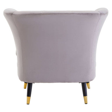 Mink Velvet Accent Chair with Scalloped Back