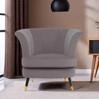 Mink Velvet Accent Chair with Scalloped Back