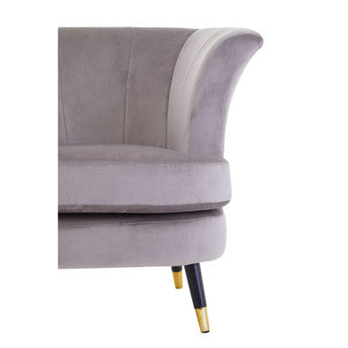 Mink Velvet Accent Chair with Scalloped Back