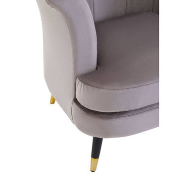 Mink Velvet Accent Chair with Scalloped Back