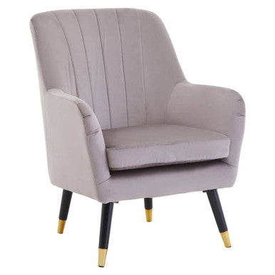 Mink Velvet Accent Chair with Black Legs and Padded Seat