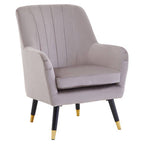 Mink Velvet Accent Chair with Black Legs and Padded Seat