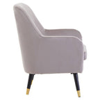 Mink Velvet Accent Chair with Black Legs and Padded Seat