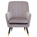 Mink Velvet Accent Chair with Black Legs and Padded Seat