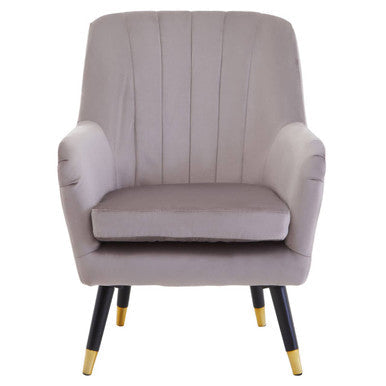 Mink Velvet Accent Chair with Black Legs and Padded Seat