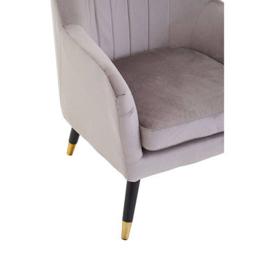 Mink Velvet Accent Chair with Black Legs and Padded Seat