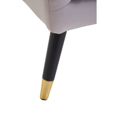Mink Velvet Accent Chair with Black Legs and Padded Seat